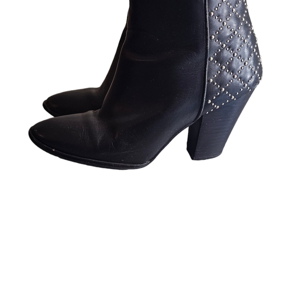 Zara black Studded Women's bootie Shoes 3.5" Chunk Heel Zipper Closure EU 39 - Picture 7 of 13